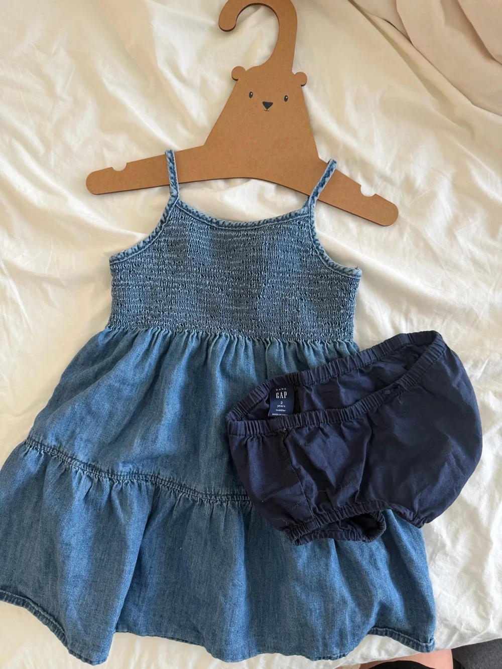 Gap Kids Smocked Denim Dress with Matching Bloomers